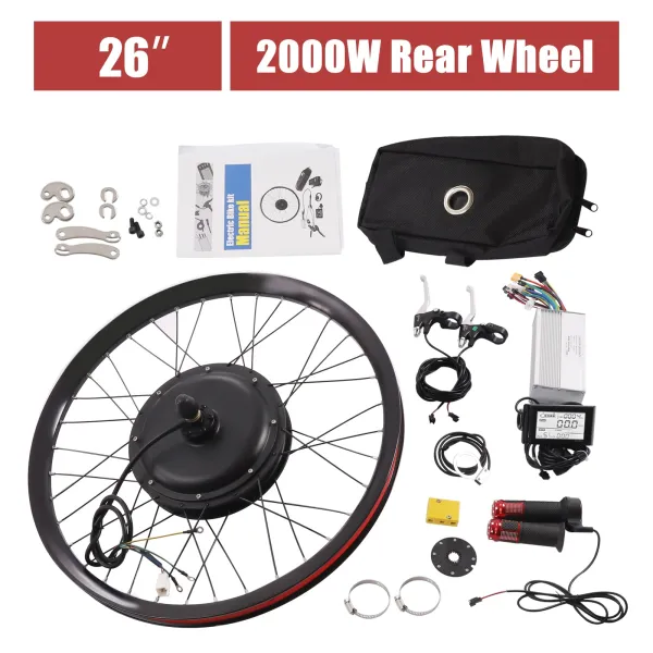 Electric Bicycle Conversion Kit 2000W Electric Bike Kit 72V Rear Wheel Motor with Mutifunction Display for 26-inch Bikes Electric Bicycle Conversion Kit 2000W Electric Bike Kit 72V Rear Wheel Motor with Mutifunction Display for 26-inch Bikes