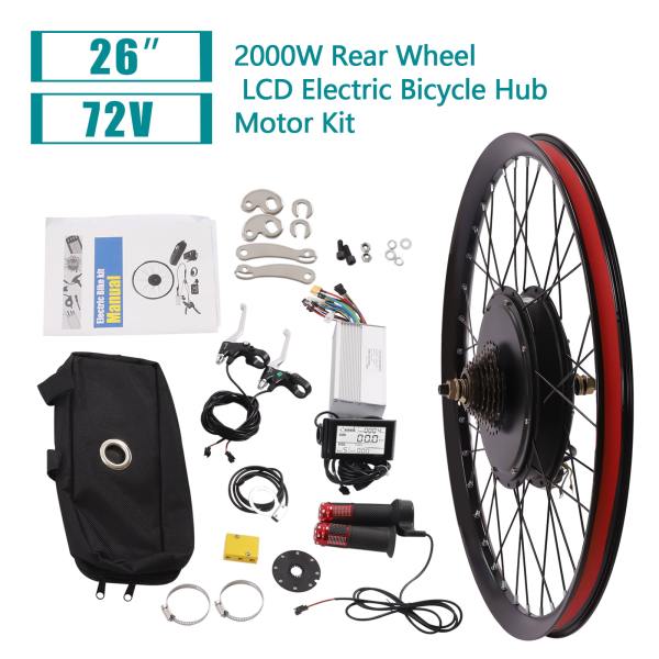 Electric Bicycle Conversion Kit 2000W Electric Bike Kit 72V Rear Wheel Motor with Mutifunction Display for 26-inch Bikes Electric Bicycle Conversion Kit 2000W Electric Bike Kit 72V Rear Wheel Motor with Mutifunction Display for 26-inch Bikes