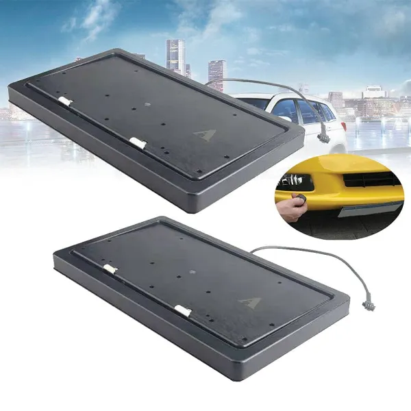 CNCEST High-quality 2pcs Car Telescopic License Plate Holder with Remote Control Invisible License Plates