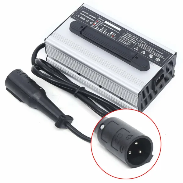 48V 15A Golf Cart Battery Charger with 3 Pin Round Plug Compatible with Club Car Golf Carts