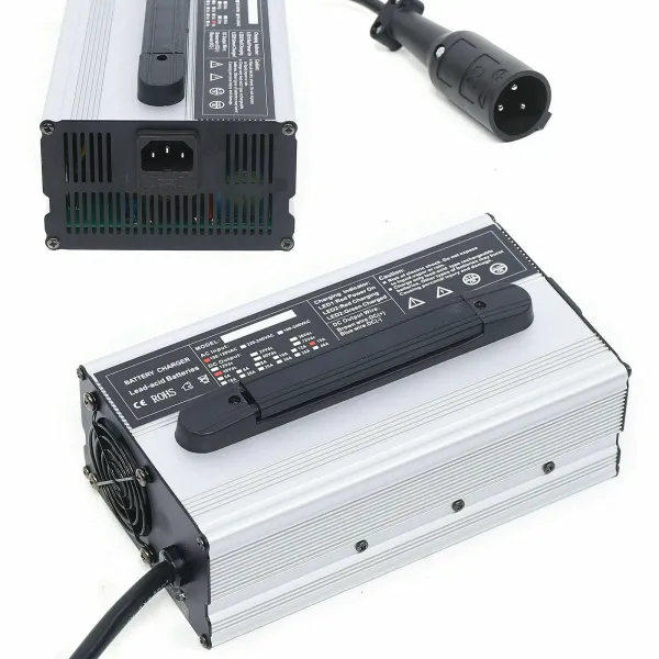 48V 15A Golf Cart Battery Charger with 3 Pin Round Plug Compatible with Club Car Golf Carts