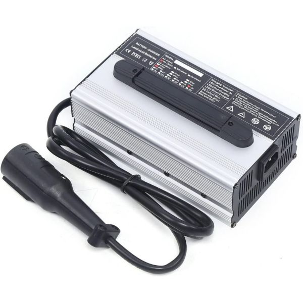 48V 15A Golf Cart Battery Charger with 3 Pin Round Plug Compatible with Club Car Golf Carts
