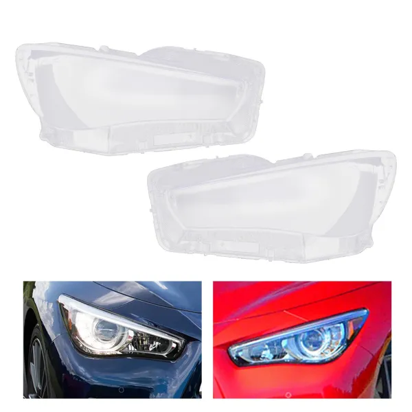 Front Headlight Headlamp Lens Cover For 2014-2021 Infiniti Q50