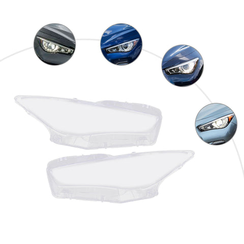 Front Headlight Headlamp Lens Cover For 2014-2021 Infiniti Q50