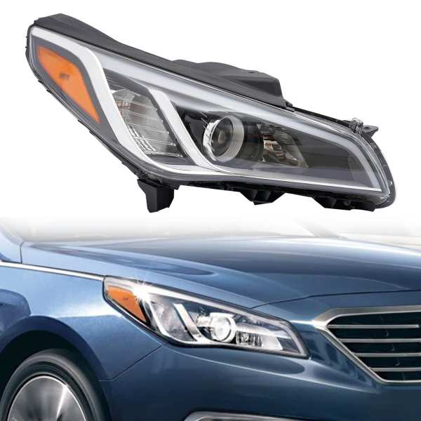 Halogen Headlights Assembly For 2015 2016 2017 For Hyundai Sonata, Right Passenger Side Headlamp HY2502183