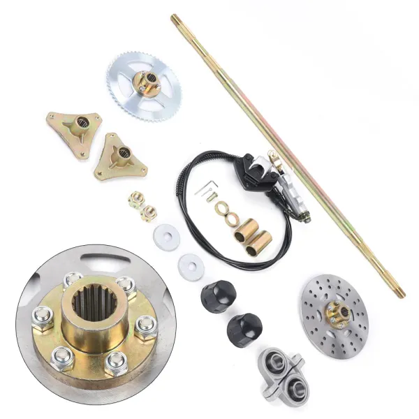 Complete Go Kart Rear Axle Kit W/Master Cylinder & Caliper (No Chain)