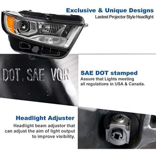 For 2015-2018 Ford Edge SE SEL Halogen Projector Right Headlight Assembly Replacement Black Housing Clear Lens (USA STOCK) For 2015-2018 Ford Edge SE SEL Halogen Projector Right Headlight Assembly Replacement Black Housing Clear Lens (USA STOCK)