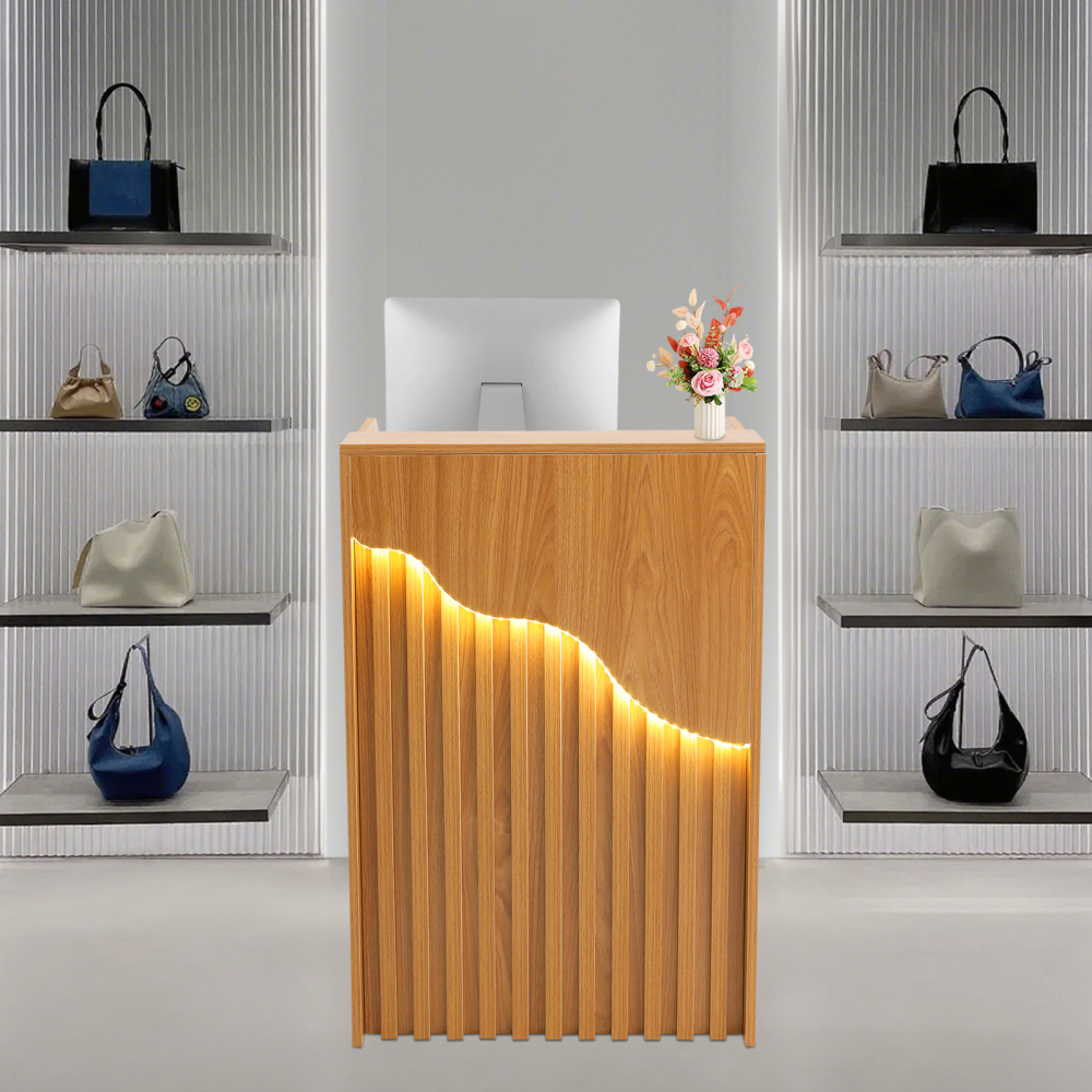 Modern Reception Desk, Reception Desk for Checkout, Reception Counter With a Lockable Drawer