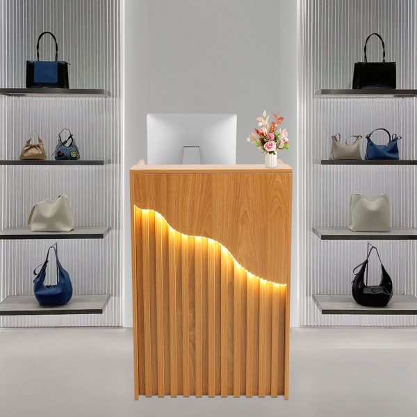 Modern Reception Desk, Reception Desk for Checkout, Reception Counter With a Lockable Drawer
