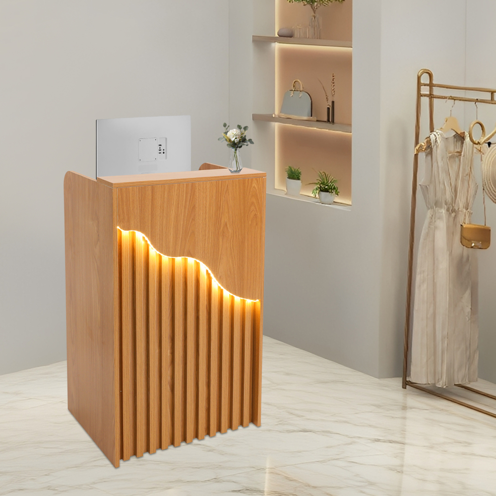 Modern Reception Desk, Reception Desk for Checkout, Reception Counter With a Lockable Drawer