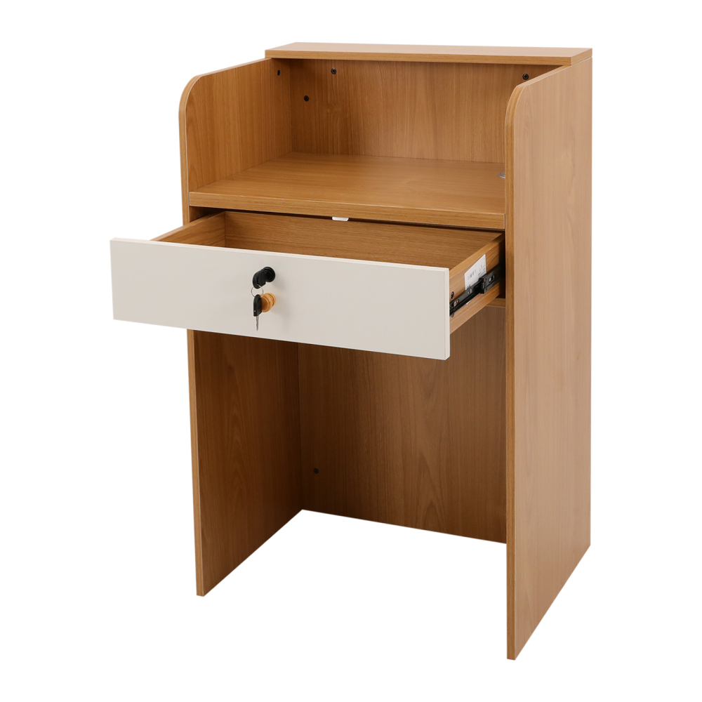 Modern Reception Desk, Reception Desk for Checkout, Reception Counter With a Lockable Drawer