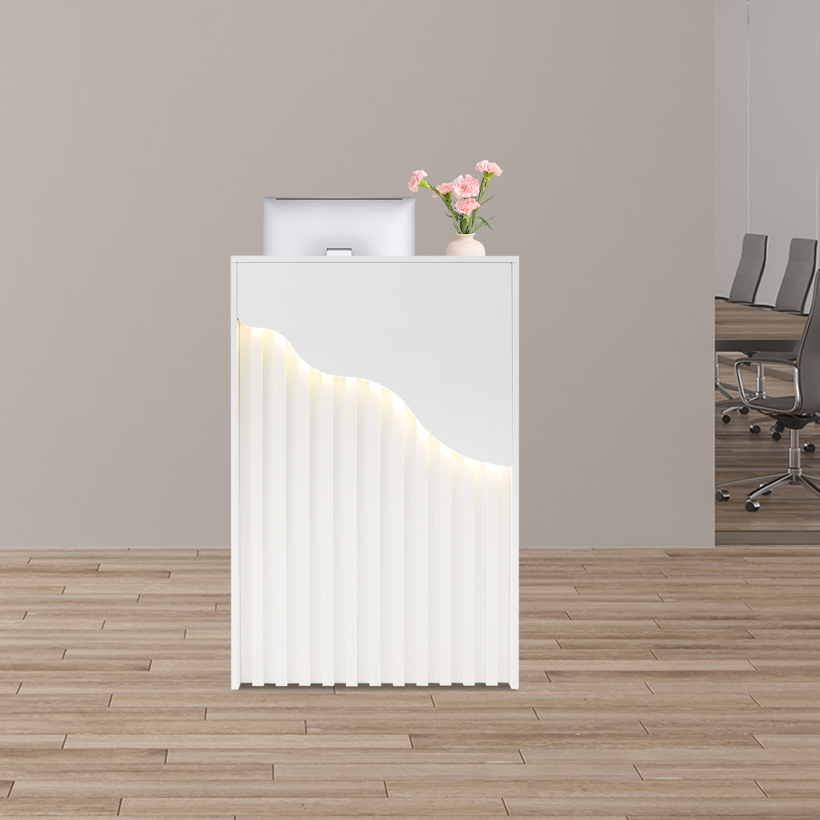 Modern Reception Desk, Reception Desk for Checkout, Reception Counter With a Lockable Drawer