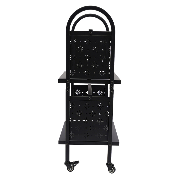 2-Tier Rolling Book Cart For Library Or Office – 17x13x34 Inches, Black, Holds 50lbs Per Shelf