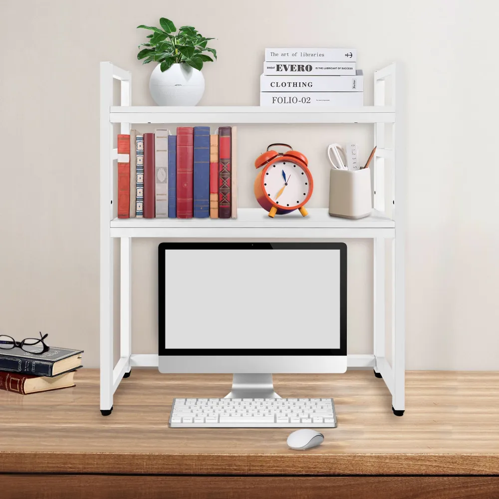Multiple Computer Stack Shelf Multipurpose Countertop Display Shelf Adjustable Wood Rack Organizer
