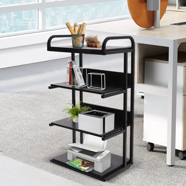 4-Shelf Mobile Printer Stand with Storage Shelves, Large Printer Cart Desk Machine Stand Storage Rack with Wheels