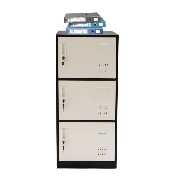3 Door Vertical Stackable Storage Cabinet with Lock, Metal Lcoker