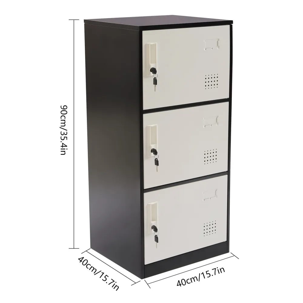 3 Door Vertical Stackable Storage Cabinet with Lock, Metal Lcoker