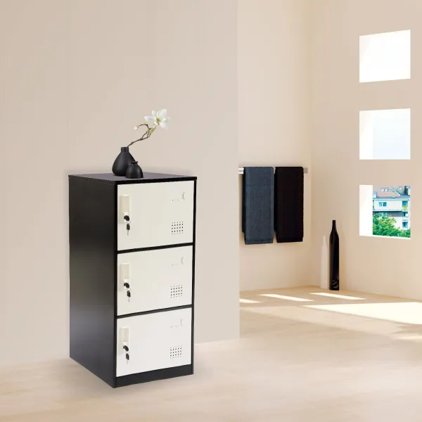 3 Door Vertical Stackable Storage Cabinet with Lock, Metal Lcoker