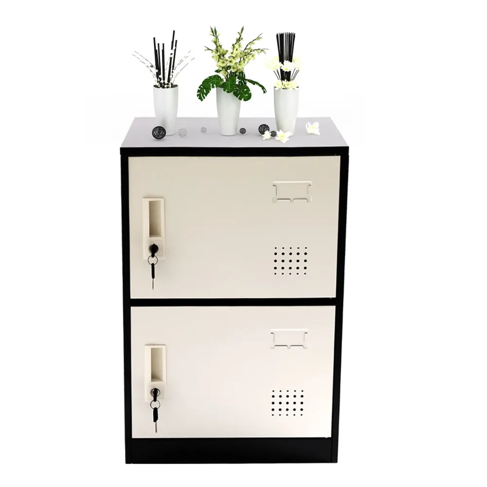 2 Door Vertical Stackable Storage Cabinet with Lock, Metal Locker