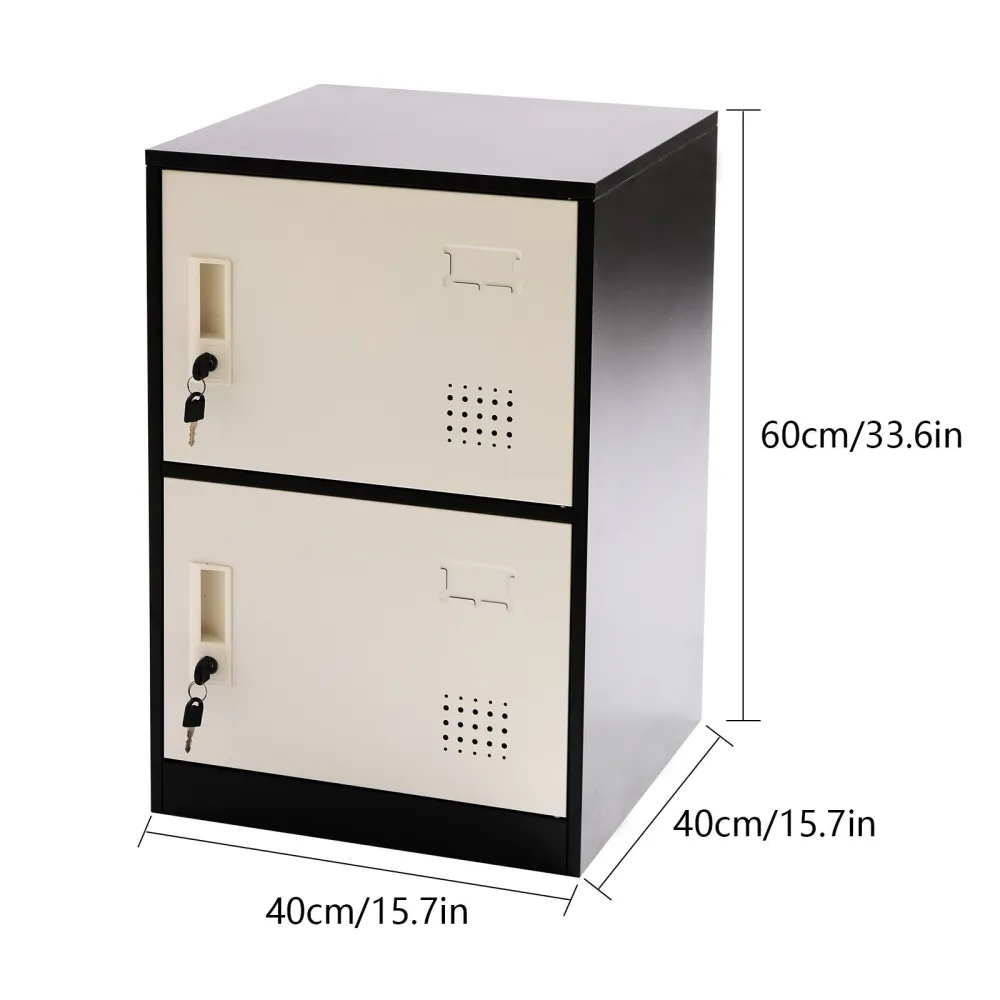 2 Door Vertical Stackable Storage Cabinet with Lock, Metal Locker