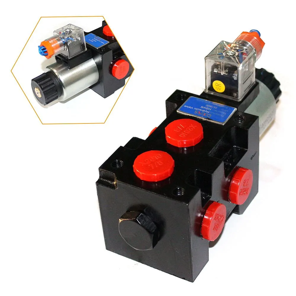 13GPM Hydraulic Solenoid Selector Diverter Valve HSV6-C DC12V 1-Spool 25MPa 50LPM