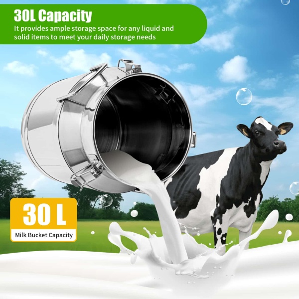 CNCEST Stainless Steel Milk Can for Sale Wine Bucket Sealed (30L)