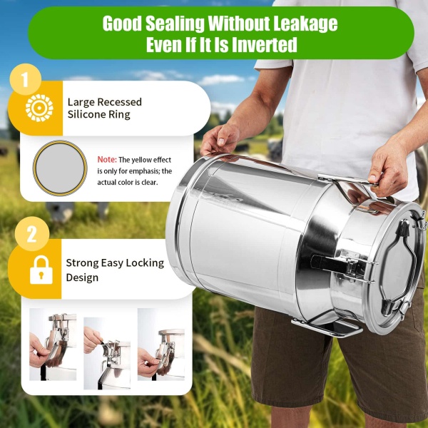 CNCEST Stainless Steel Milk Can for Sale Wine Bucket Sealed (30L)