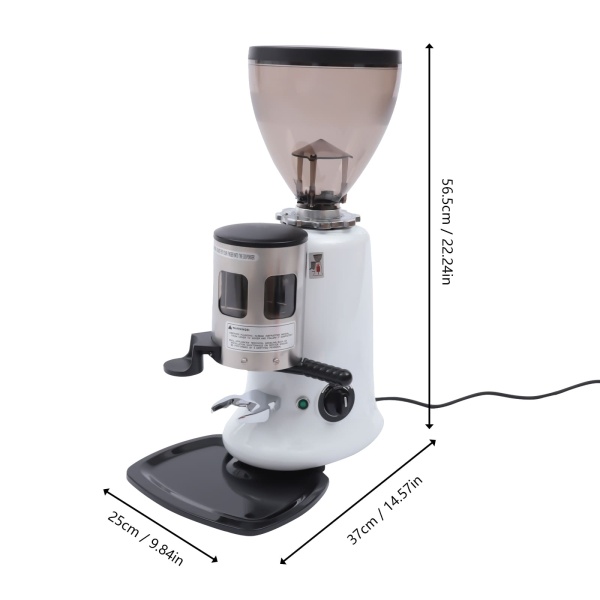Commercial 350W Coffee Grinder Burr Mill - Round Hopper Aluminum Body Coffee Bean Milling Machine