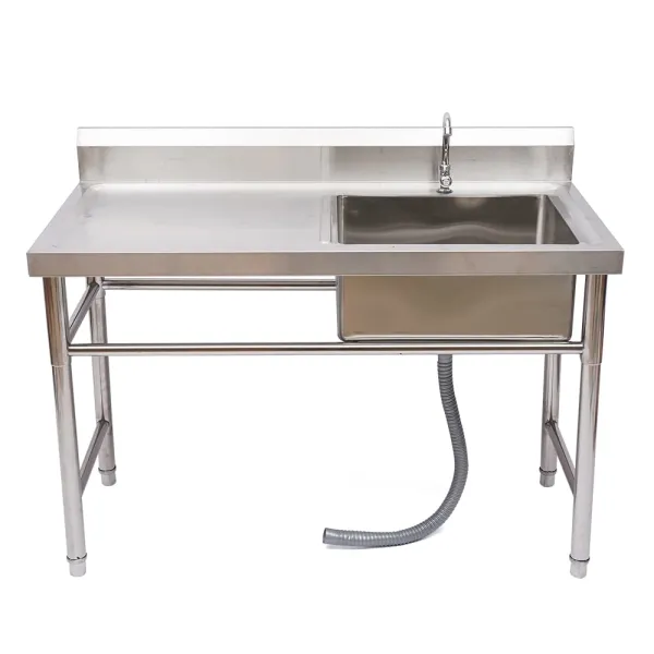CNCEST 47" Stainless Steel Sink Utility Compartment Commercial Kitchen Restaurant Laundry Sink Drain Board