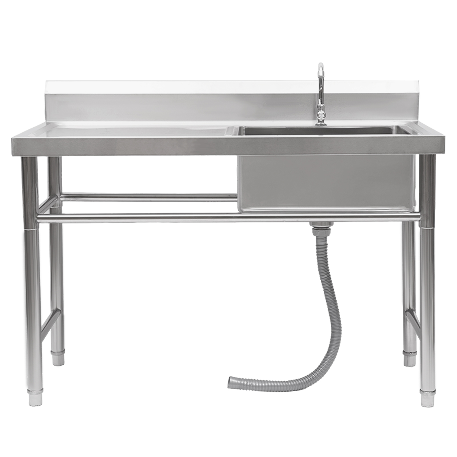 CNCEST 47" Stainless Steel Sink Utility Compartment Commercial Kitchen Restaurant Laundry Sink Drain Board