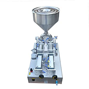 CNCEST Pneumatic Liquid Paste Filling Machine-Double Heads-Stainless Steel Piston Paste Filler Hopper