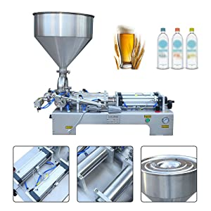 CNCEST Pneumatic Liquid Paste Filling Machine-Double Heads-Stainless Steel Piston Paste Filler Hopper