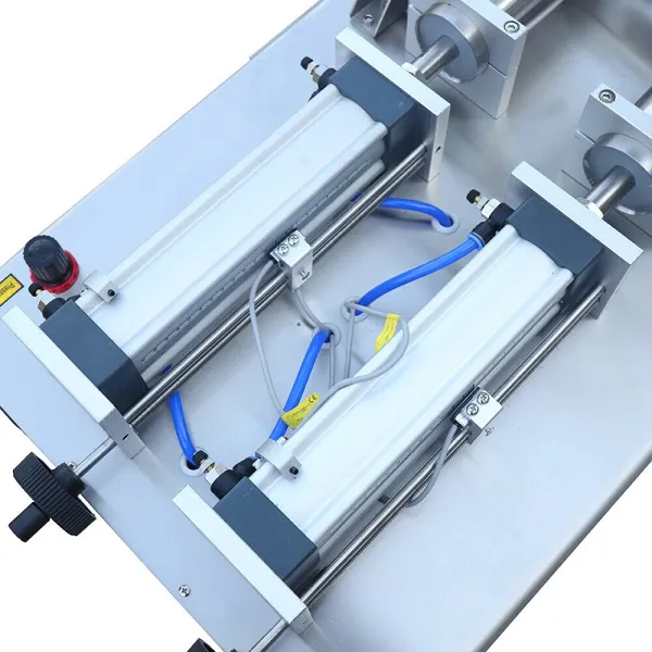 CNCEST Pneumatic Liquid Paste Filling Machine-Double Heads-Stainless Steel Piston Paste Filler Hopper