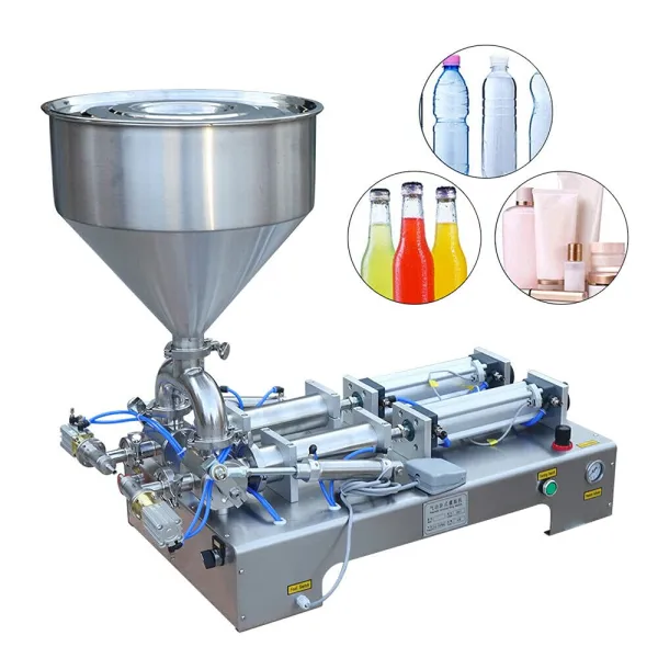 CNCEST Pneumatic Liquid Paste Filling Machine-Double Heads-Stainless Steel Piston Paste Filler Hopper
