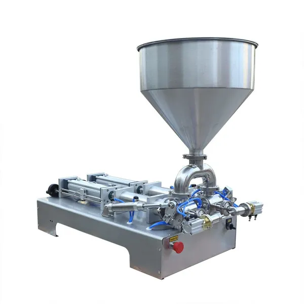 CNCEST Pneumatic Liquid Paste Filling Machine-Double Heads-Stainless Steel Piston Paste Filler Hopper CNCEST Pneumatic Liquid Paste Filling Machine-Double Heads-Stainless Steel Piston Paste Filler Hopper