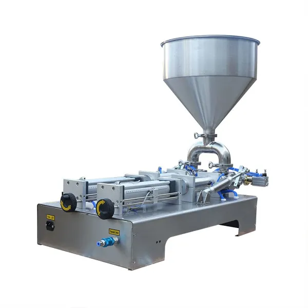 CNCEST Pneumatic Liquid Paste Filling Machine-Double Heads-Stainless Steel Piston Paste Filler Hopper