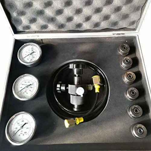 CNCEST Hydraulic Accumulator Nitrogen Charging Filling Kit Gas Valve Nitrogen Pressure Test Kit Gas Charging Tools