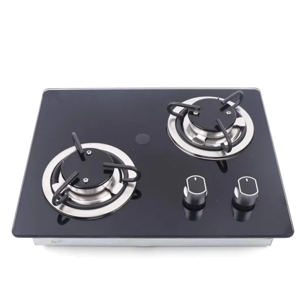 Boat Caravan Gas Cooktop-2 Burner LPG Gas Stove Tempered Glass Adjustable Fire (Black)