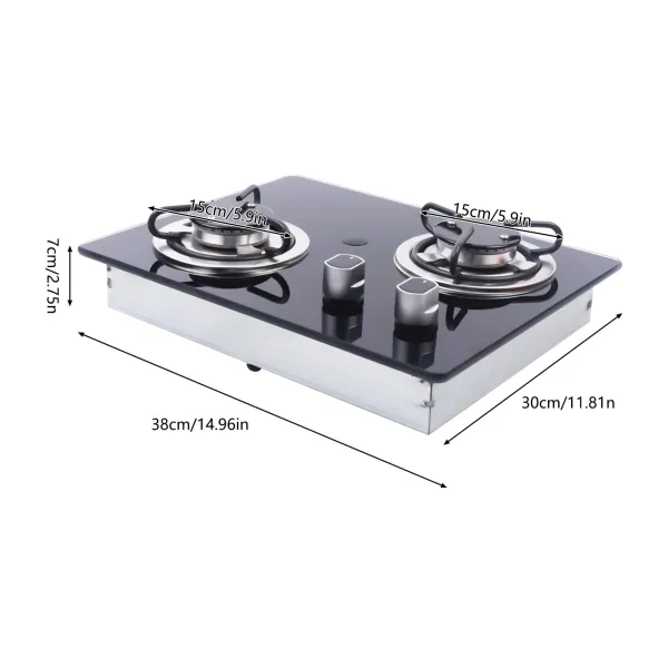 Boat Caravan Gas Cooktop-2 Burner LPG Gas Stove Tempered Glass Adjustable Fire (Black) Boat Caravan Gas Cooktop-2 Burner LPG Gas Stove Tempered Glass Adjustable Fire (Black)