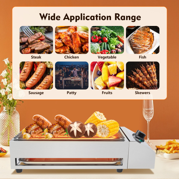 Barbecue Grill Electric Smokeless Barbecue Oven Grill Stainless Steel 110V 1800W