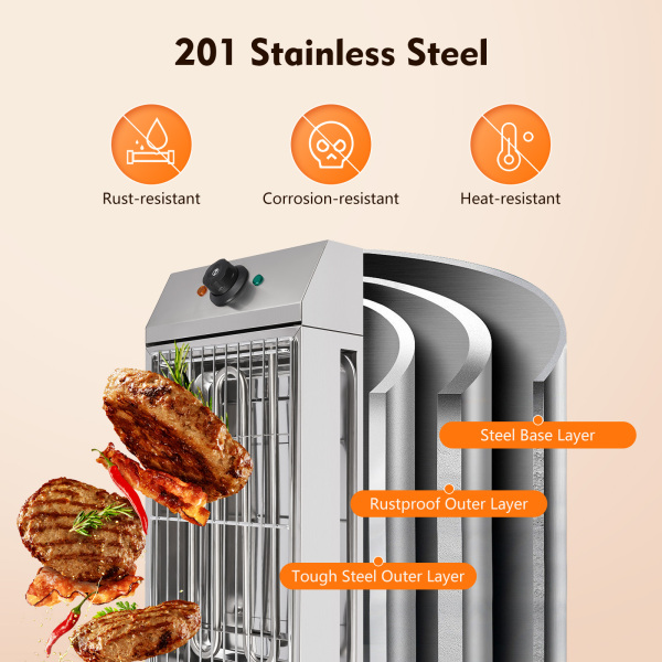 Barbecue Grill Electric Smokeless Barbecue Oven Grill Stainless Steel 110V 1800W