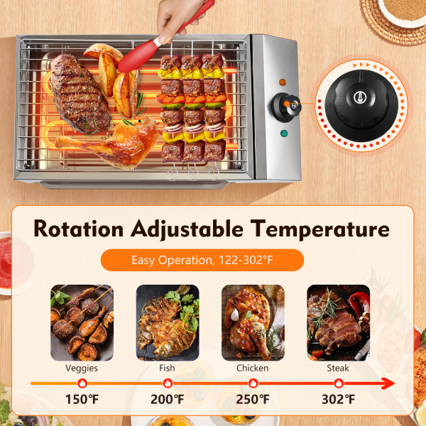 Barbecue Grill Electric Smokeless Barbecue Oven Grill Stainless Steel 110V 1800W