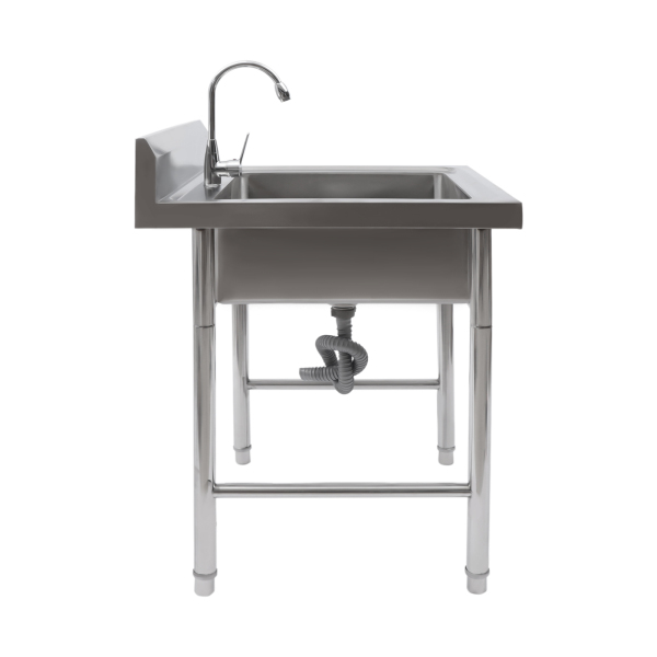 Upgraded Free Standing 304 Stainless Steel Utility Sinks for Laundry Room with Backsplash Industrial Garage Sink Commercial Sink for Restaurant Workshop