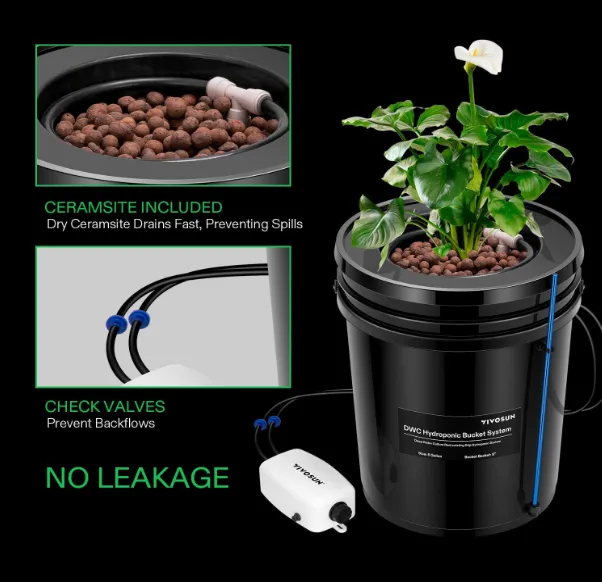 DWC Hydroponic System,5-Gallon 1 Bucket Deep Water Culture Growing with Reservoir Kit DWC Hydroponic System,5-Gallon 1 Bucket Deep Water Culture Growing with Reservoir Kit