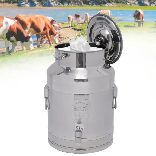 Milk Can Milk bucket Wine Oil Rice Pail Bucket Milk Can 304 Stainless Steel Tote Jug with Sealed Lid