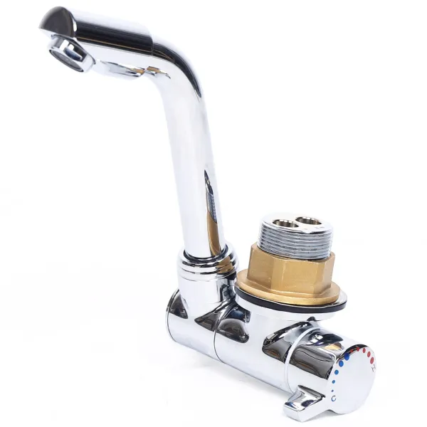Foldable RV Faucet, 360° Rotatable Cold & Hot Water Faucet High-end Folding Faucet Water Tap, Single-Handle Copper Swivel Faucet for Caravan, RV