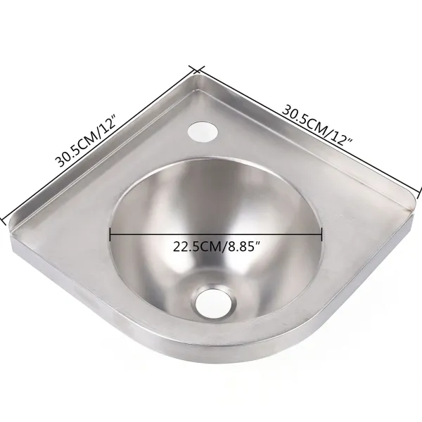 Stainless Steel Single Bowl Sink - Triangle Wash Basin Kitchen Sink Basin Small Sink Corner With Downpipe and Water head