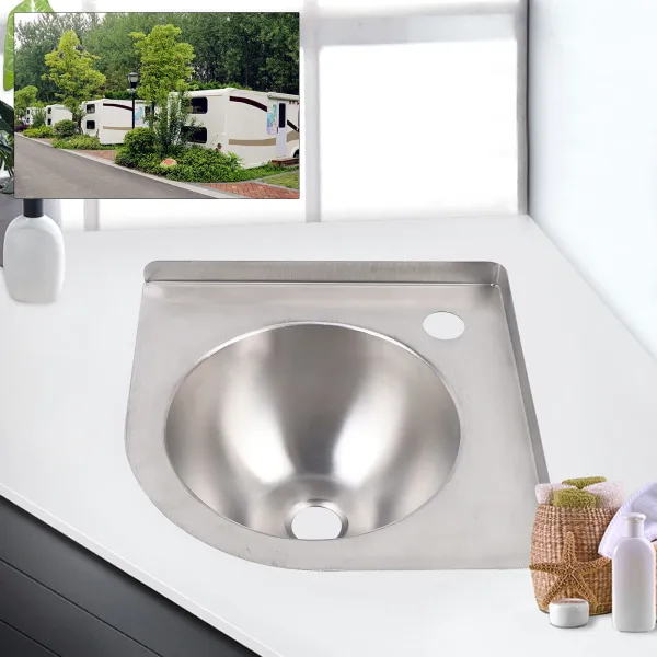 Stainless Steel Single Bowl Sink - Triangle Wash Basin Kitchen Sink Basin Small Sink Corner With Downpipe and Water head