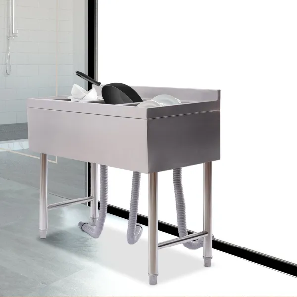 CNCEST 3 Compartment Sink of Stainless Steel NSF Commercial Utility Basin with 10" L x 14" W x 10" D Bowl CNCEST 3 Compartment Sink of Stainless Steel NSF Commercial Utility Basin with 10" L x 14" W x 10" D Bowl