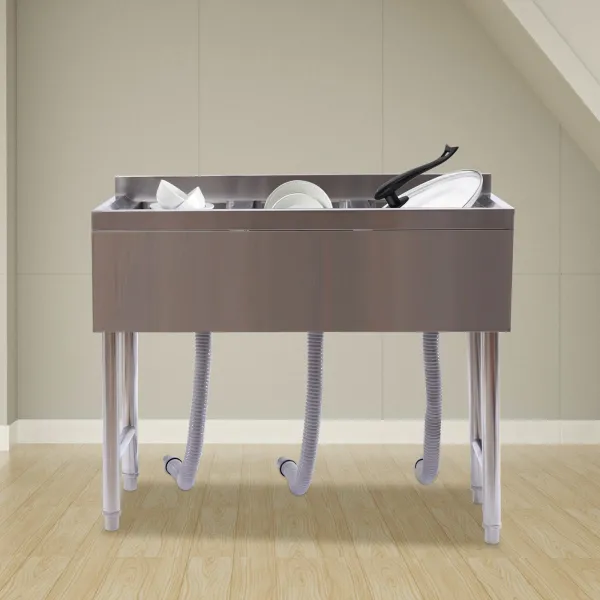 CNCEST 3 Compartment Sink of Stainless Steel NSF Commercial Utility Basin with 10" L x 14" W x 10" D Bowl CNCEST 3 Compartment Sink of Stainless Steel NSF Commercial Utility Basin with 10" L x 14" W x 10" D Bowl